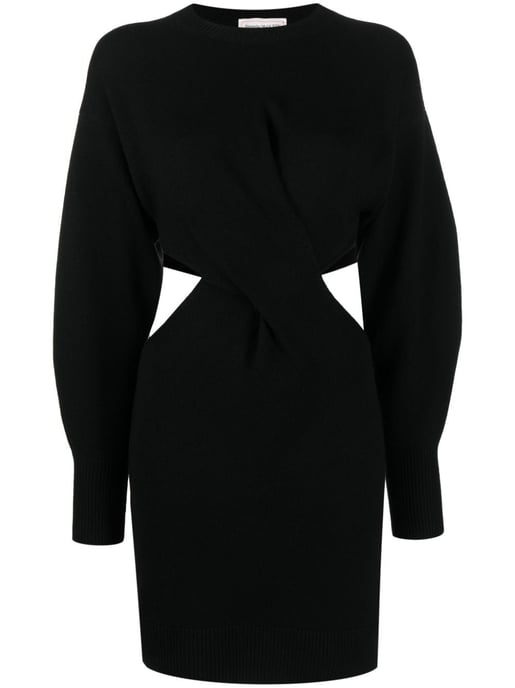 Vestido de mezcla de lana negra - Image 4