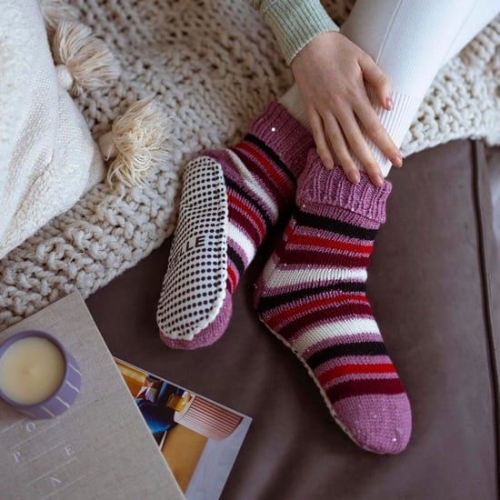 1 Par de Calcetines Antideslizantes de Piel de Suela Gruesa con Diseño Fair Isle para Dama - Calcetines de Casa Cálidos para Invierno - Image 4