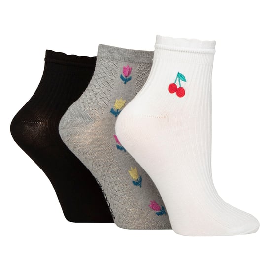Paquete de 3 pares de calcetines tobilleros de canalé para mujer con volantes - Ajuste suave y elegante para el día a día - Image 1