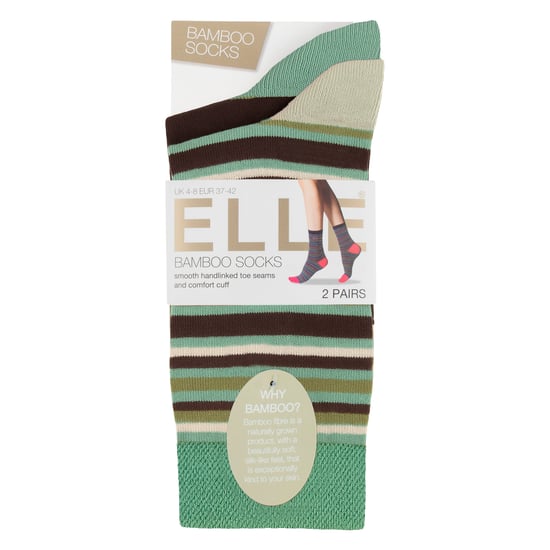 Paquete de 2 pares de calcetines de bambú para mujer - Rayados y lisos - Suave y transpirable para comodidad diaria - Image 2