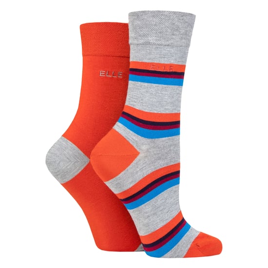 Paquete de 2 pares de calcetines de bambú para mujeres - Rayados y lisos - Suave y transpirable para comodidad diaria - Image 1