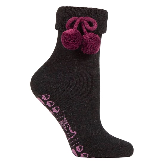 1 par de calcetines de lana mezcla para damas con pompón - cálidos, suaves y acogedores - Image 1