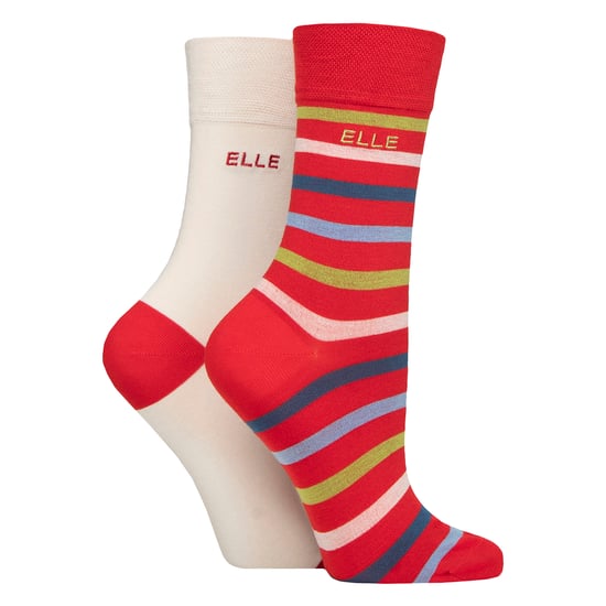 Paquete de 2 pares de calcetines de bambú para mujer - Rayados y lisos - Suave y transpirable para comodidad diaria - Image 1