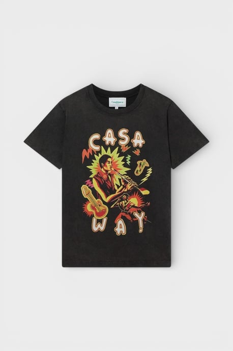 Camiseta Impresa Casablanca Music For The People Negra Desgastada - Image 1