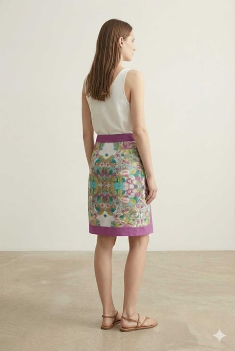 Falda acampanada con paneles florales: fresca, artística y perfecta para la elegancia del verano. - Image 4