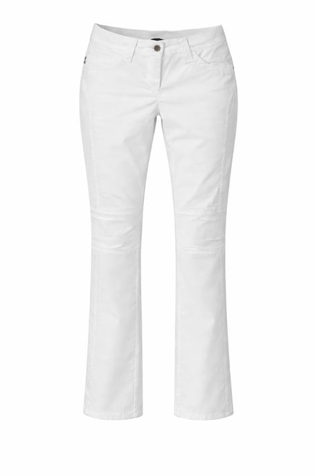 Pantalones blancos ajustados con sutiles detalles en las rodillas - Image 1