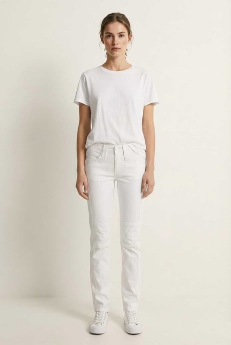 Pantalones elásticos blancos de corte entallado - Image 2
