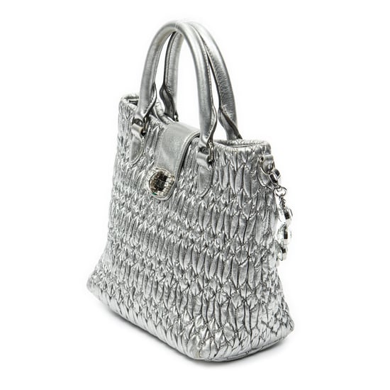 Miu Miu Small Turn Lock Crystal Tote  en Plata metálica Cuero de ternero - Image 2
