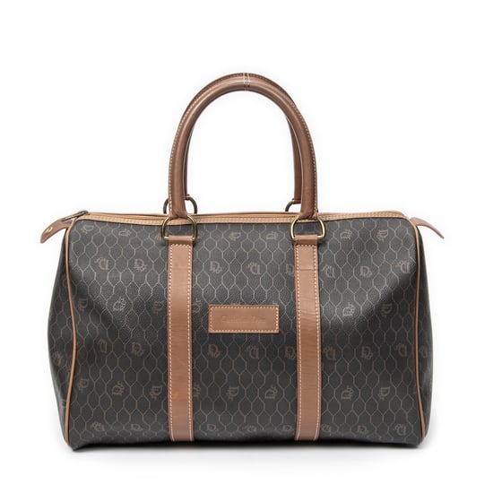 Dior Small Boston en Marrón/Gris Lienzo recubierto - Image 1