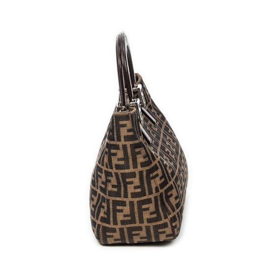 Fendi Small FF Open Tote en Brown Lienzo - Image 3