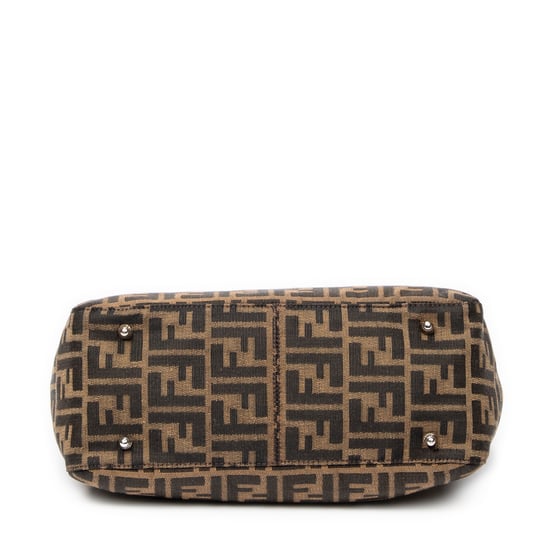 Fendi Small FF Open Tote en Brown Lienzo - Image 6