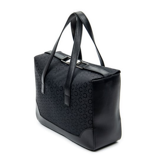 Celine Vintage Fold-Top Tote en Black Lienzo - Image 2