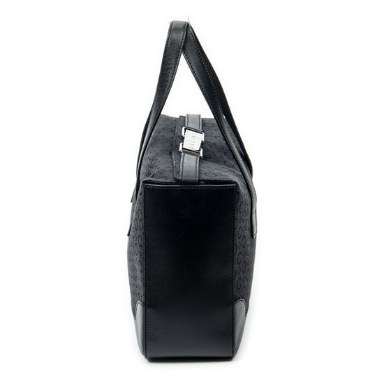 Celine Vintage Fold-Top Tote en Black Lienzo - Image 4