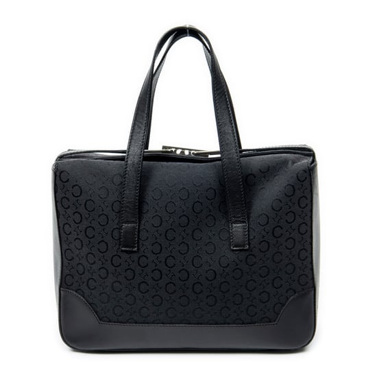 Celine Vintage Fold-Top Tote en Black Lienzo - Image 5