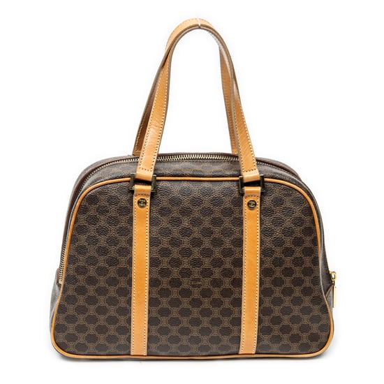 Celine Small Dome Top Handle en Beige/Marrón Lienzo recubierto - Image 5