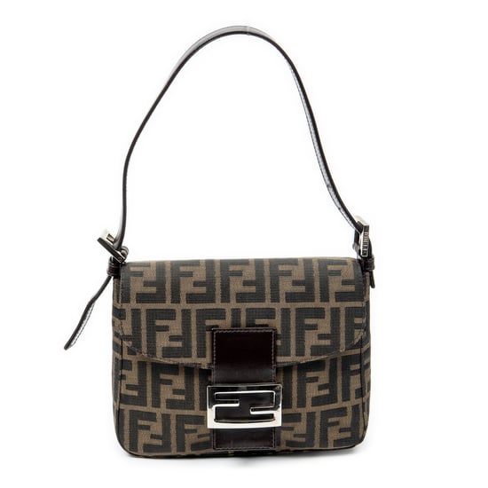 Fendi Square Flap en Beige/Marrón oscuro Lienzo - Image 1