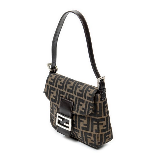 Fendi Square Flap en Beige/Marrón oscuro Lienzo - Image 2