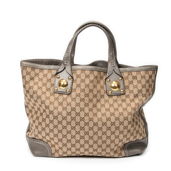 Gucci Medium Sunset Tote en Beige/Rojo Lienzo - Image 5