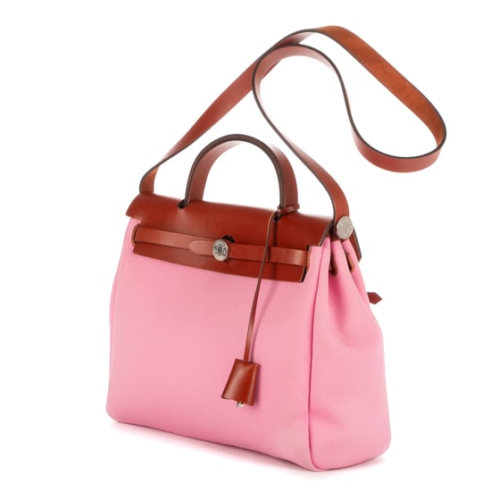 Hermès Herbag Zip 31  en Marrón/Rosa Lienzo - Image 2