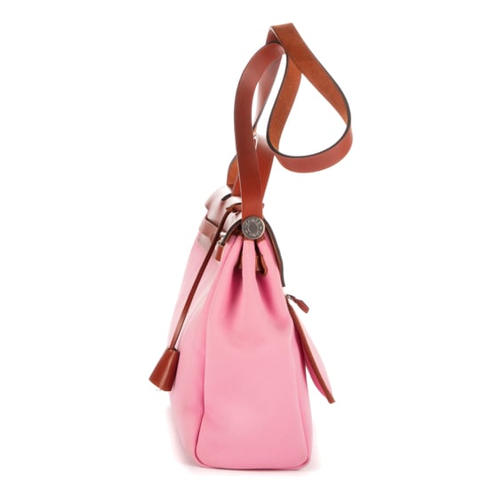 Hermès Herbag Zip 31  en Marrón/Rosa Lienzo - Image 3