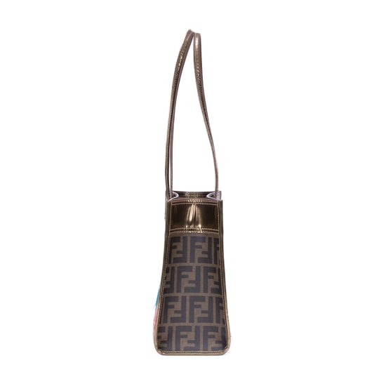 Fendi Zucca Metallic Tote Small en Oro de tabaco/Beige Lienzo - Image 3
