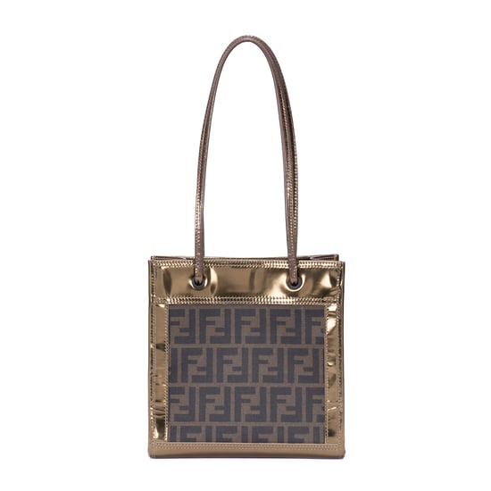 Fendi Zucca Metallic Tote Small en Oro de tabaco/Beige Lienzo - Image 4