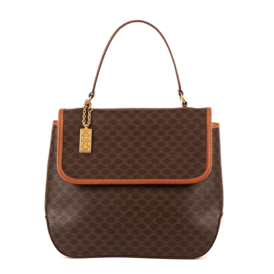 Celine Vintage Top Handle Flap en Brown Lienzo recubierto - Image 1
