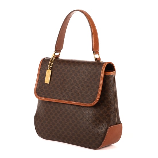 Celine Vintage Top Handle Flap en Brown Lienzo recubierto - Image 2
