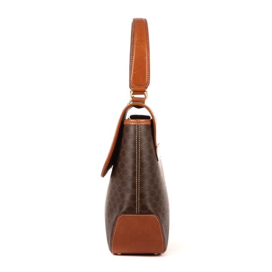 Celine Vintage Top Handle Flap en Brown Lienzo recubierto - Image 3