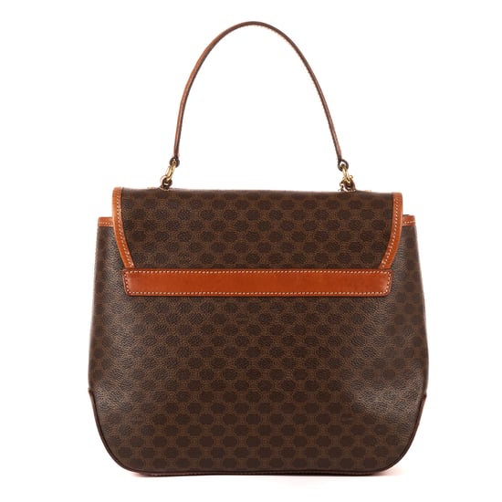 Celine Vintage Top Handle Flap en Brown Lienzo recubierto - Image 4
