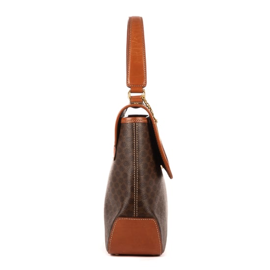 Celine Vintage Top Handle Flap en Brown Lienzo recubierto - Image 5