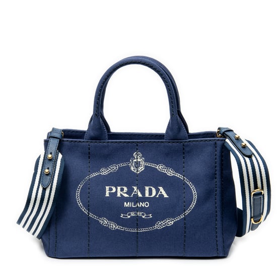 Prada Small Canapa Tote en Blue Lienzo - Image 1