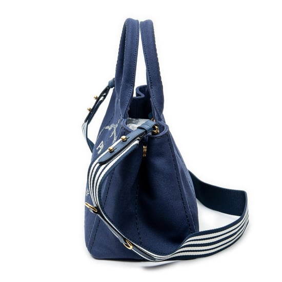 Prada Small Canapa Tote en Blue Lienzo - Image 3