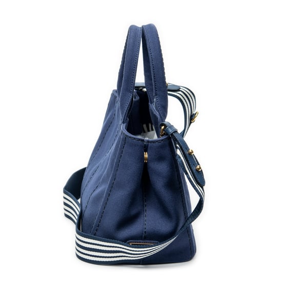 Prada Small Canapa Tote en Blue Lienzo - Image 4