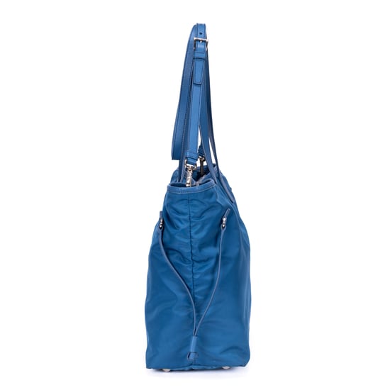 Prada Tessuto Nylon Tote en Blue Cuero de ternero - Image 5