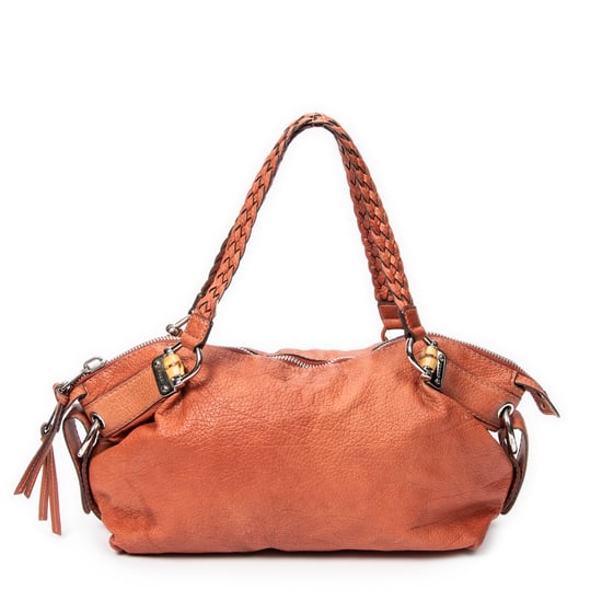 Gucci Large Bamboo Bar Boston en Naranja Cuero de ternero - Image 1