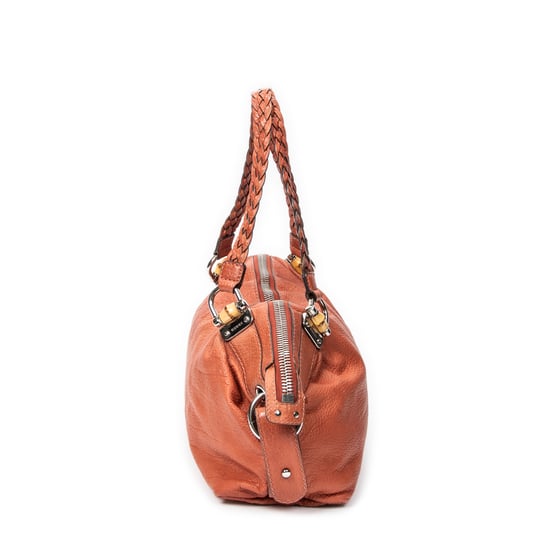 Gucci Large Bamboo Bar Boston en Naranja Cuero de ternero - Image 3