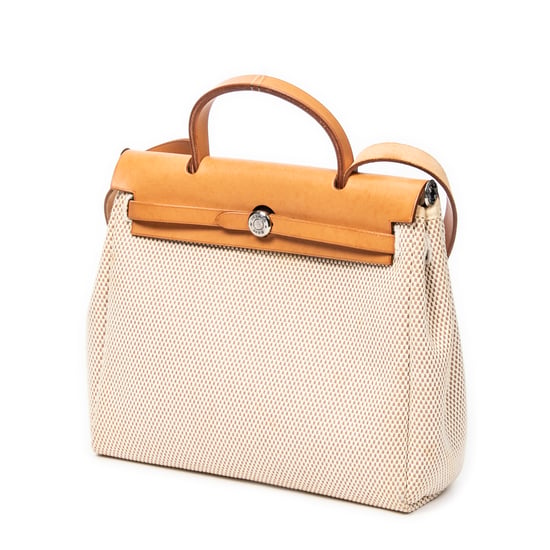 Hermès Herbag 2 in 1 PM en Beige/Marrón Lienzo - Image 2