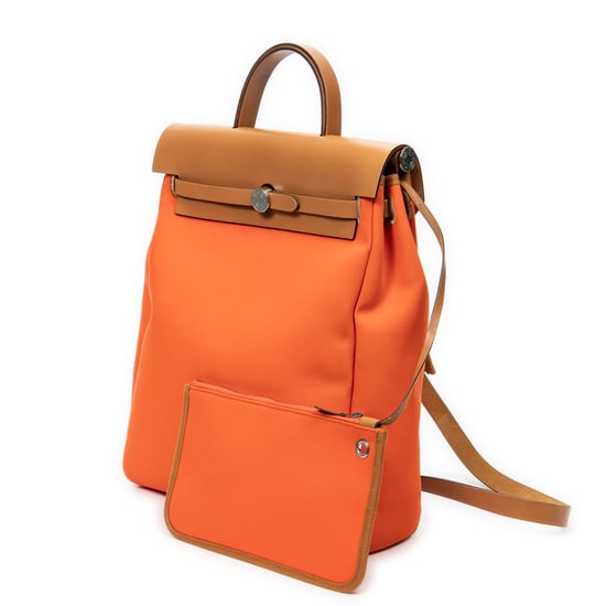 Hermès Herbag A Dos PM en Naranja/Marrón Lienzo - Image 2