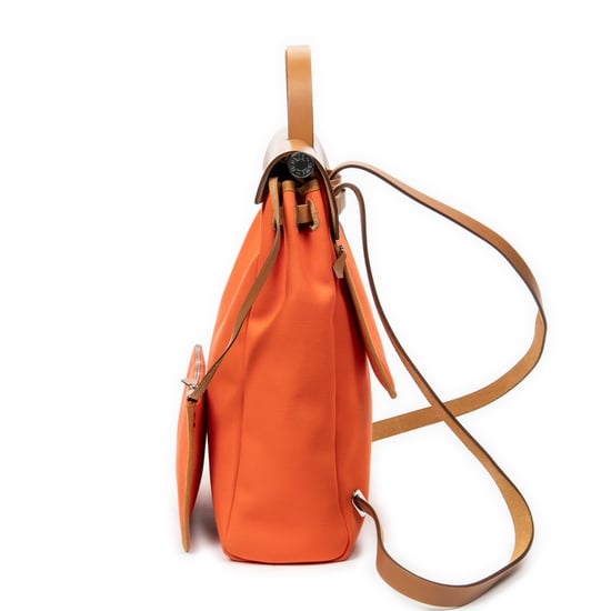 Hermès Herbag A Dos PM en Naranja/Marrón Lienzo - Image 3