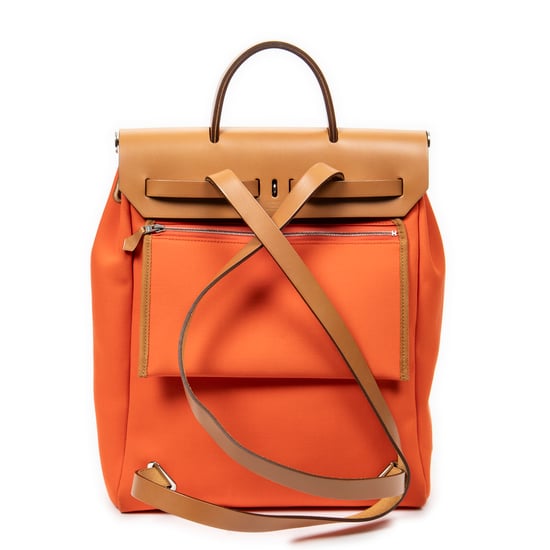 Hermès Herbag A Dos PM en Naranja/Marrón Lienzo - Image 5