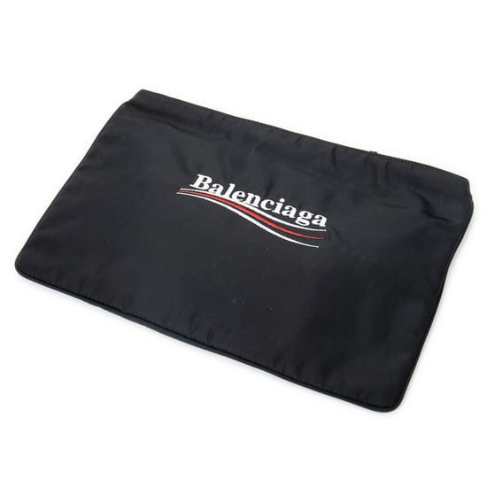 Balenciaga Flat Zip Clutch en Black Lienzo - Image 1