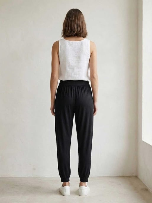 Pantalones deportivos negros holgados con cintura elástica - Image 4