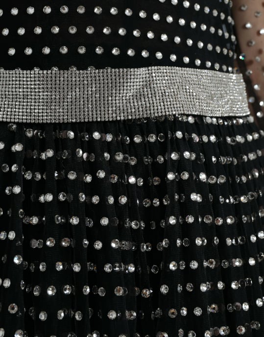 Vestido Aline de Malla Embellecida con Mangas Largas - Image 4