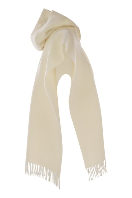 Poncho de lana y cachemira de punto doble con capucha y flecos - Image 3