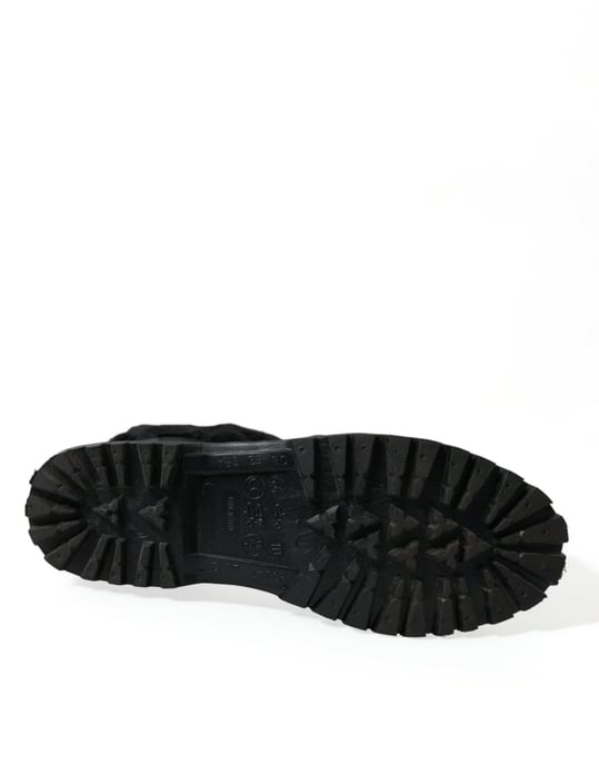 Botas de lluvia de shearling con cordones de goma negra Dolce & Gabbana - Image 6