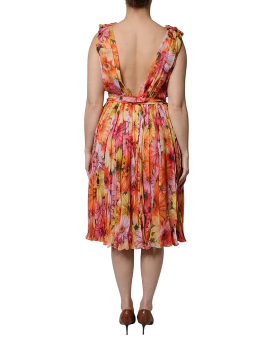 Vestido midi plizado con estampado floral - Image 4