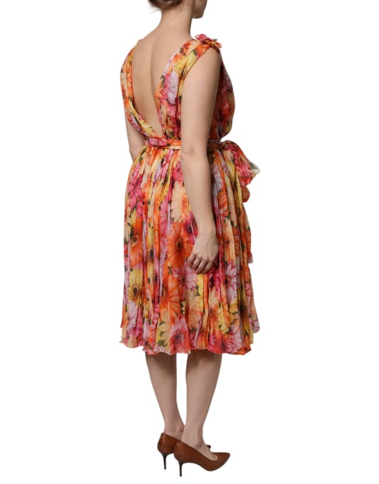 Vestido midi plizado con estampado floral - Image 5