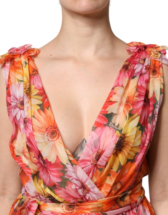 Vestido midi plizado con estampado floral - Image 6