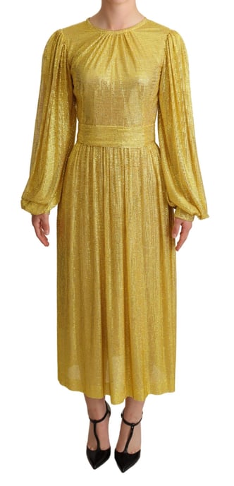 Vestido Midi de Malla de Cadena de Dolce Gabbana con Manga Larga - Image 1